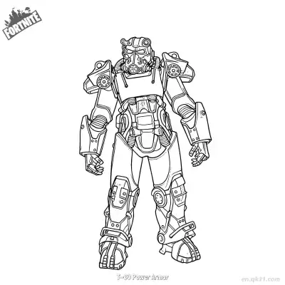 Free printable T-60 Power Armor 01 Coloring Page - Free PDF Printable Fortnite Coloring Sheets coloring page